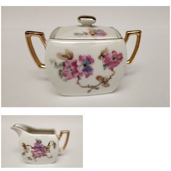 Vintage Small Tea Creamer And Sugar Bowl Made In Japan 120/88 Elegant Beautiful - Picture 1 of 10